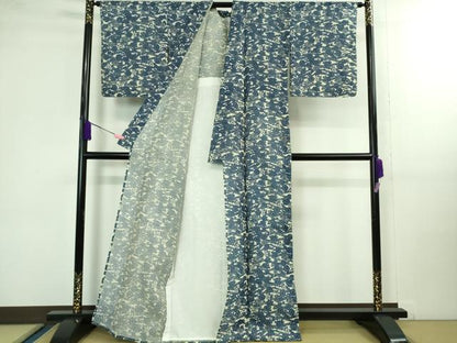 平和屋着物∴極上 夏物 小紋・浴衣兼用 綿紅梅 流水菊花文 逸品 DZAA9990kh5