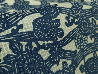 平和屋着物∴極上 夏物 小紋・浴衣兼用 綿紅梅 流水菊花文 逸品 DZAA9990kh5