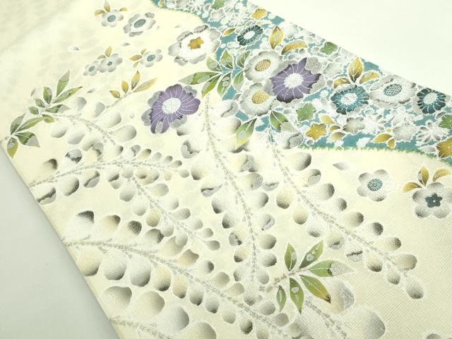 平和屋着物●極上 太鼓柄袋帯 スリーシーズン帯 辻が花 銀彩 逸品 DZAB0002kh5