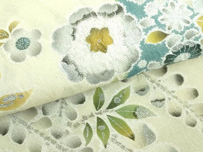 平和屋着物●極上 太鼓柄袋帯 スリーシーズン帯 辻が花 銀彩 逸品 DZAB0002kh5