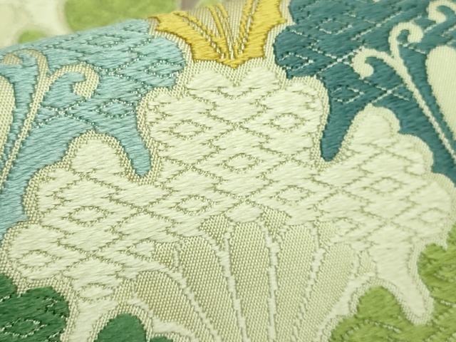 平和屋着物●極上 西陣 川島織物 つけ帯 唐織 花青海波 三越扱い 逸品 DZAB0037kh5