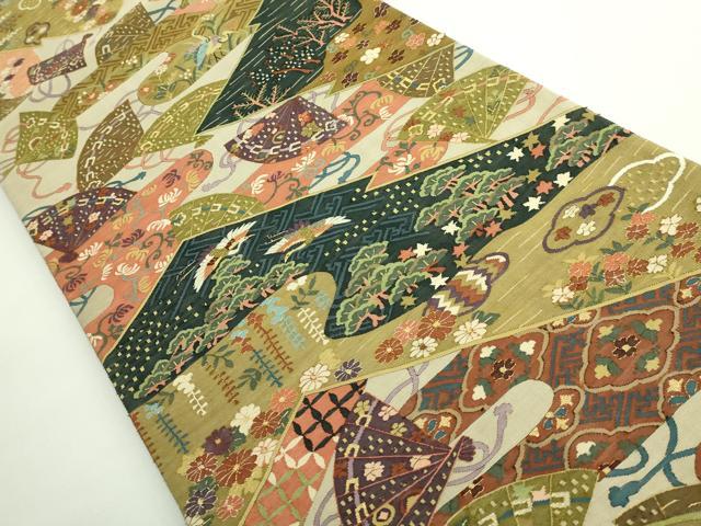 平和屋本店●最高級　明綴れ　全通柄袋帯　飛鶴吉祥花文　金糸　逸品　DZAB0071kh5
