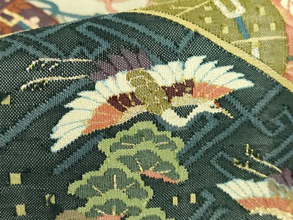 平和屋本店●最高級　明綴れ　全通柄袋帯　飛鶴吉祥花文　金糸　逸品　DZAB0071kh5