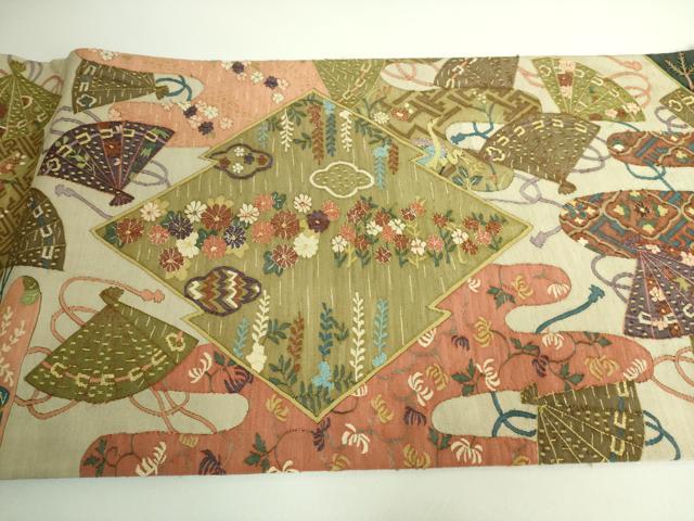 平和屋本店●最高級　明綴れ　全通柄袋帯　飛鶴吉祥花文　金糸　逸品　DZAB0071kh5