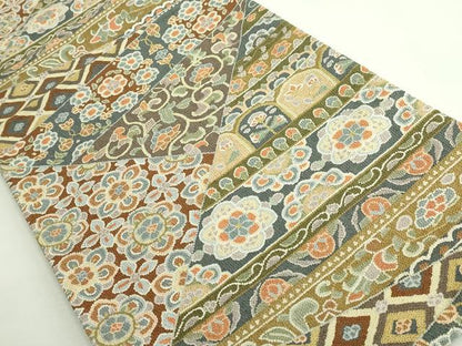 平和屋本店■最高級　中国三大刺繍　相良刺繍　総刺繍　袋帯　100万粒　総詰め　切嵌花唐草　金糸　逸品　DZAB0072kh5