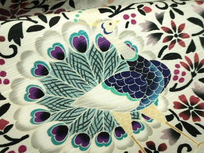 平和屋着物●極上 全通柄 京袋帯 WAKKA ワッカ 孔雀花文 逸品 DZAB0076kh5