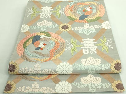 平和屋着物●極上 西陣 河合美術織物謹製 六通柄袋帯 唐織 能衣錦 鳳凰花文 逸品 DZAB0077kh5