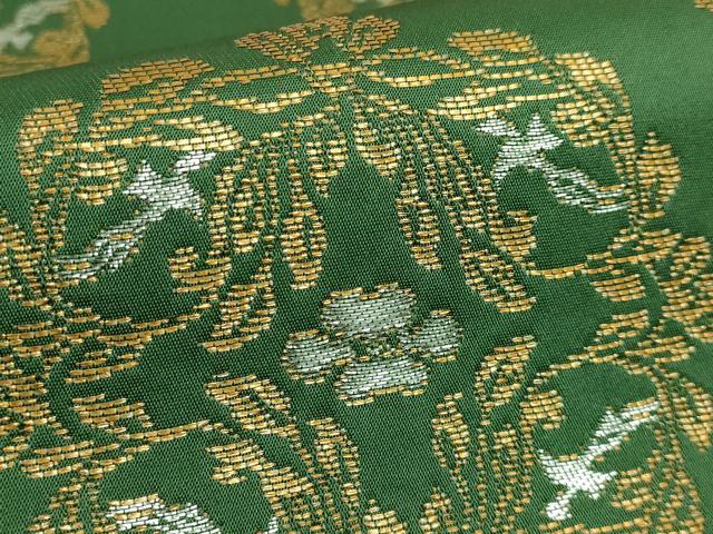 平和屋着物■極上　龍村晋謹製　全通柄袋帯　天平花葉丸文錦　金銀糸　逸品　DZAB0091kh5