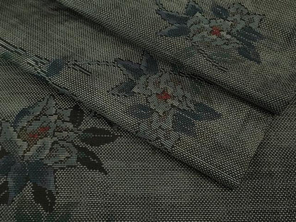 平和屋着物●極上 本場大島紬 9マルキ 枝花文 やまと誂製 逸品 DZAB0115kh5