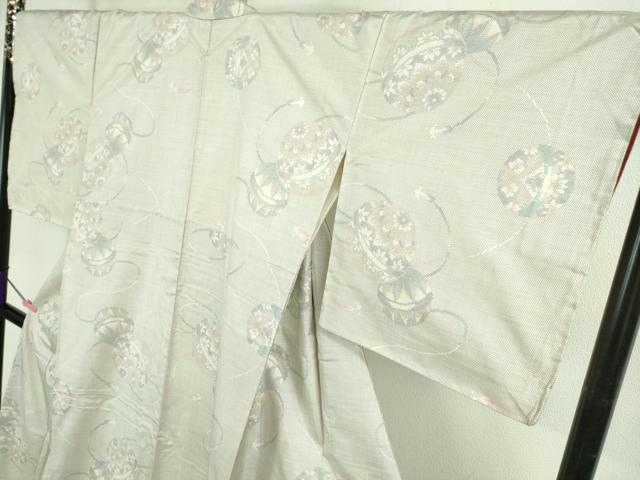 平和屋本店■極上　本場大島紬　白大島紬　桑原織物 二代目　桑原啓之介　片羽白絣　手毬　証紙付き　逸品　未使用　DZAB0118kh5