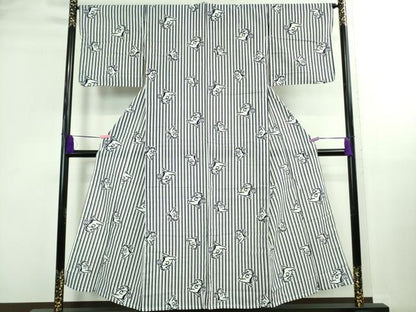 平和屋着物∴希少 夏物 浴衣 綿 黄桜 カッパ 河童 高島屋扱い 逸品 DZAB0131kh5