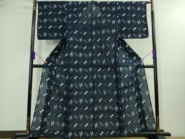 平和屋着物＊極上 夏物 綿琉球 絣絵 留紺色地 逸品 未使用 DZAB0133kh5