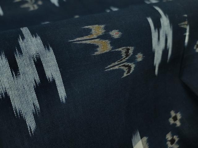 平和屋着物＊極上 夏物 綿琉球 絣絵 留紺色地 逸品 未使用 DZAB0133kh5
