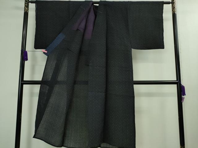 平和屋着物■極上　夏物　男性　石川県指定無形文化財　能登上布　本麻手織上布　濃紺地　逸品　DZAB0143kh5