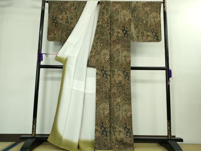 平和屋着物●極上 二代目更甚 江戸更紗 小紋 更紗花文 鬼しぼ縮緬 逸品 未使用 DZAB0147kh5