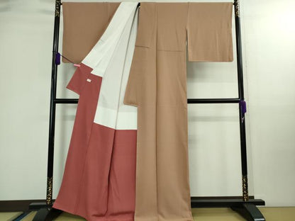 平和屋着物■極上　江戸小紋　万筋　伽羅色×江戸茶色　逸品　DZAB0154kh5