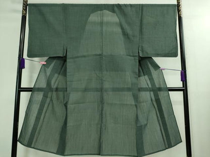 平和屋着物＊極上 夏物 男性 本場小千谷ちぢみ 麻 色無地 豆がら茶色 逸品 DZAB0177kh5