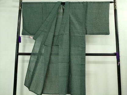 平和屋着物＊極上 夏物 男性 本場小千谷ちぢみ 麻 色無地 豆がら茶色 逸品 DZAB0177kh5