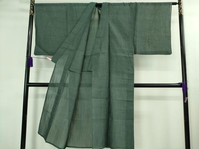 平和屋着物＊極上 夏物 男性 本場小千谷ちぢみ 麻 色無地 豆がら茶色 逸品 DZAB0177kh5