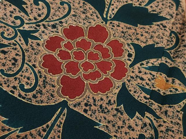 平和屋着物●極上 ファッションデザイナー HIROKO KOSHINO コシノヒロコ 訪問着 草花文 赤紅色地 金彩 逸品 未使用 DZAB0183kh5