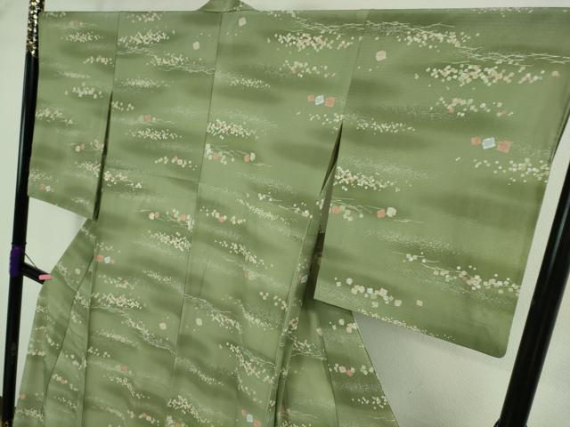 平和屋着物＊極上 夏物 洗える最高級着物 ＜英＞はなぶさ謹製 小紋 絽縮緬 箔散らし ロング丈 たとう紙付き 逸品 DZAB0187kh5