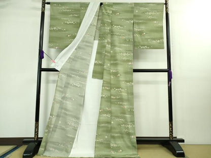 平和屋着物＊極上 夏物 洗える最高級着物 ＜英＞はなぶさ謹製 小紋 絽縮緬 箔散らし ロング丈 たとう紙付き 逸品 DZAB0187kh5
