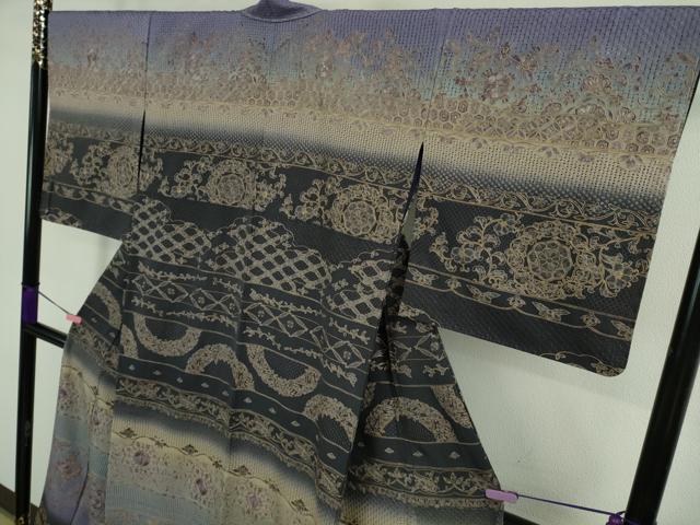 平和屋本店■極上　中国三大刺繍 スワトウ刺繍 汕頭刺繍 訪問着　鳳凰花唐草蝶文　暈し染め　金糸　さが美扱い　逸品　未使用　DZAB0190kh5