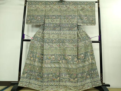 平和屋本店■極上　中国三大刺繍　スワトウ刺繍　汕頭刺繍　訪問着　エジプト壁画文様　金糸　逸品　DZAB0194kh5