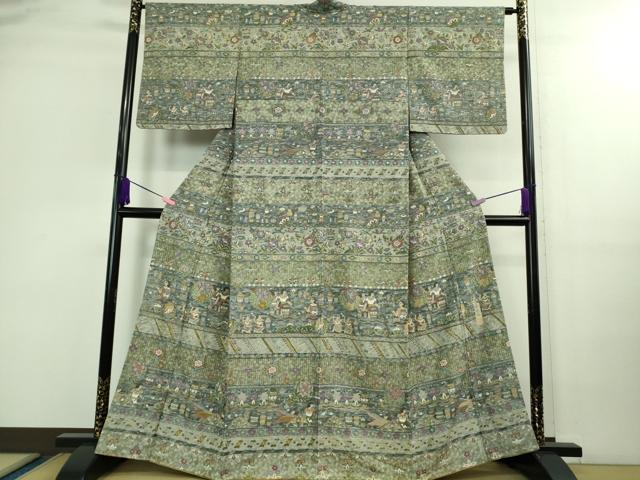 平和屋本店■極上　中国三大刺繍　スワトウ刺繍　汕頭刺繍　訪問着　エジプト壁画文様　金糸　逸品　DZAB0194kh5