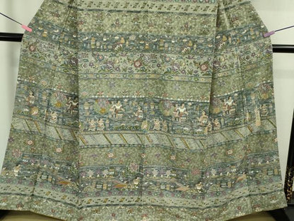 平和屋本店■極上　中国三大刺繍　スワトウ刺繍　汕頭刺繍　訪問着　エジプト壁画文様　金糸　逸品　DZAB0194kh5