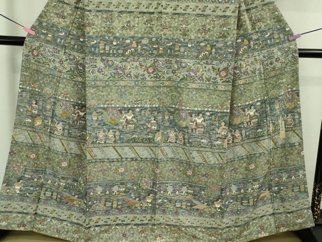 平和屋本店■極上　中国三大刺繍　スワトウ刺繍　汕頭刺繍　訪問着　エジプト壁画文様　金糸　逸品　DZAB0194kh5
