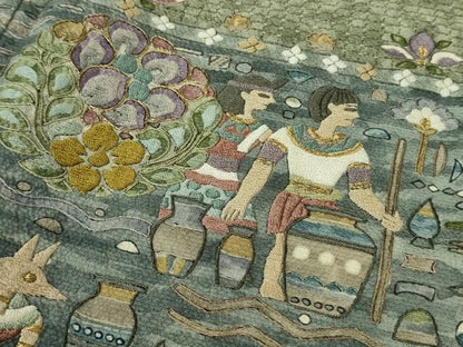 平和屋本店■極上　中国三大刺繍　スワトウ刺繍　汕頭刺繍　訪問着　エジプト壁画文様　金糸　逸品　DZAB0194kh5