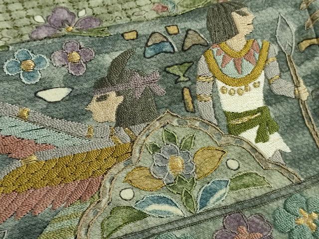 平和屋本店■極上　中国三大刺繍　スワトウ刺繍　汕頭刺繍　訪問着　エジプト壁画文様　金糸　逸品　DZAB0194kh5