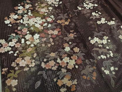 平和屋本店■極上　中国三大刺繍　スワトウ刺繍 汕頭刺繍　相良刺繍　訪問着　作家物　草花文　暈し染め　金糸　逸品　未使用　DZAB0195kh5