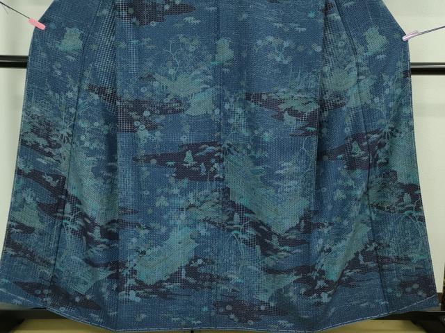 平和屋本店■極上 中国三大刺繍 スワトウ刺繍 蘇州刺繍 訪問着 伝統工藝彫士 向井修 藍ローケツ染 金糸 反端付き 逸品 未使用　DZAB0196kh5