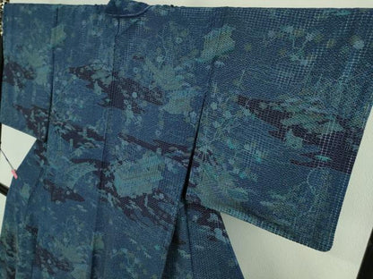 平和屋本店■極上 中国三大刺繍 スワトウ刺繍 蘇州刺繍 訪問着 伝統工藝彫士 向井修 藍ローケツ染 金糸 反端付き 逸品 未使用　DZAB0196kh5