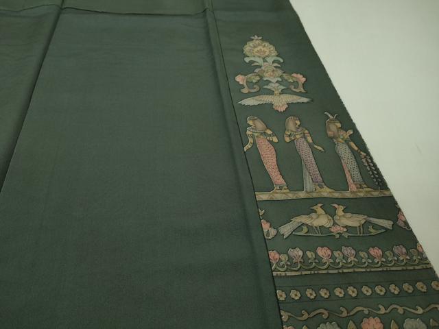 平和屋本店■極上　中国三大刺繍　スワトウ刺繍　汕頭刺繍　相良刺繍　訪問着　エジプト壁画文様　金糸　逸品　未使用　DZAB0197kh5