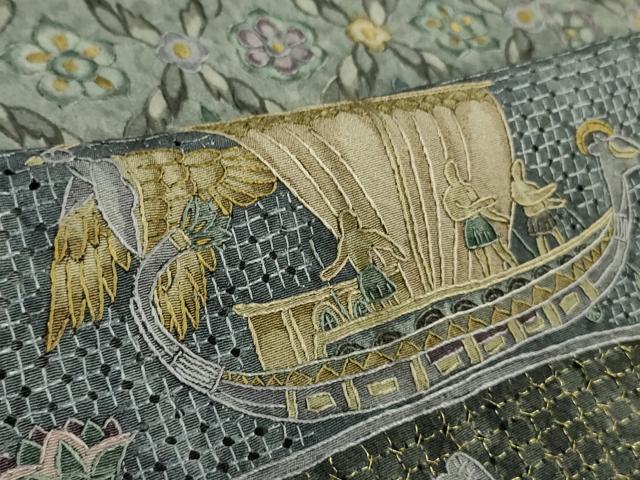 平和屋本店■極上　中国三大刺繍　スワトウ刺繍　汕頭刺繍　訪問着　エジプト壁画文様　逸品　DZAB0199kh5