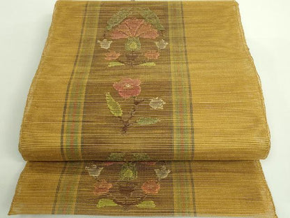 平和屋着物＊極上 夏物 1854年創業 帯屋捨松 八寸名古屋帯 草花文 逸品 DZAB0210kh5