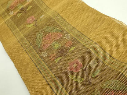 平和屋着物＊極上 夏物 1854年創業 帯屋捨松 八寸名古屋帯 草花文 逸品 DZAB0210kh5
