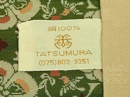 平和屋着物●極上 龍村美術織物 九寸開き名古屋帯 花鳥梅花文錦 逸品 DZAB0212kh5