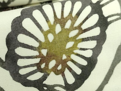 平和屋着物●極上 結城紬 六通柄袋帯 紅型染 更紗花文 白寿苑謹製 証紙付き 逸品 DZAB0216kh5