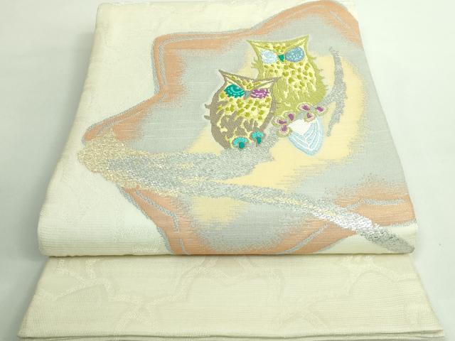 平和屋着物＊極上 夏物 井上明子 太鼓柄袋帯 ミミズク 金銀糸 逸品 DZAB0217kh5