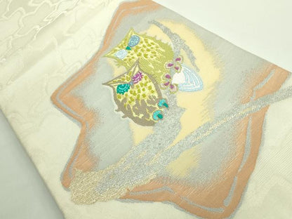 平和屋着物＊極上 夏物 井上明子 太鼓柄袋帯 ミミズク 金銀糸 逸品 DZAB0217kh5