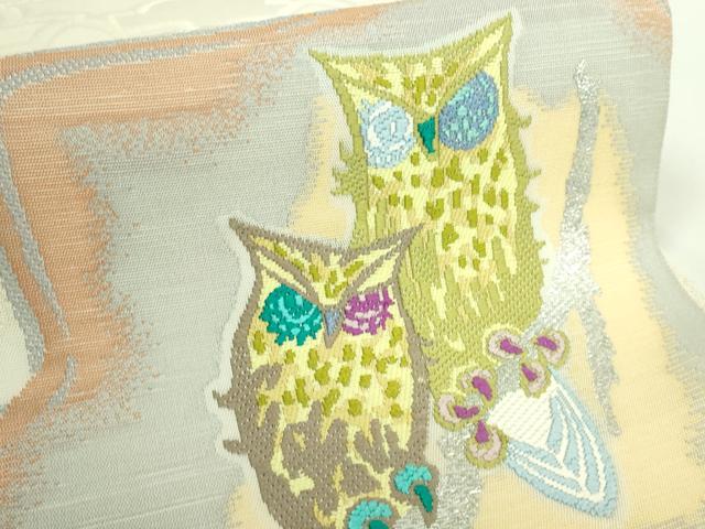 平和屋着物＊極上 夏物 井上明子 太鼓柄袋帯 ミミズク 金銀糸 逸品 DZAB0217kh5
