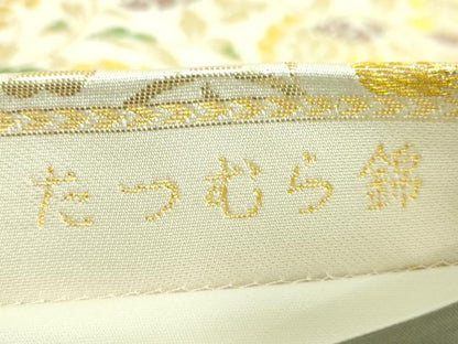 平和屋本店■極上　龍村美術織物　たつむら　全通柄袋帯　唐草文　金糸　逸品　DZAB0231kh5