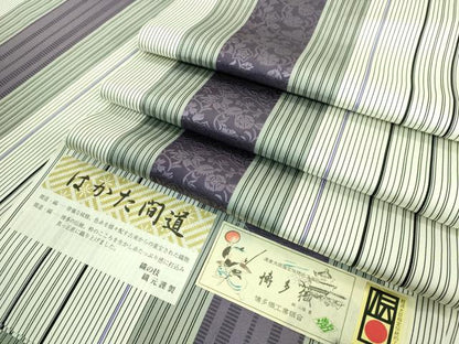 平和屋本店■極上　博多織人　黒木織物　本場筑前博多帯　両面　全通柄袋帯　はかた間道　博多金ラベル　証紙付き　逸品　DZAB0242kh5