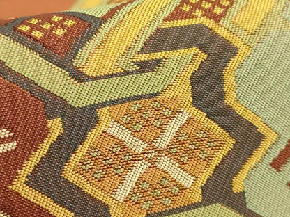 平和屋着物●極上 龍村晋謹製 全通柄袋帯 名物有栖川華鹿文錦 逸品 DZAB0249kh5
