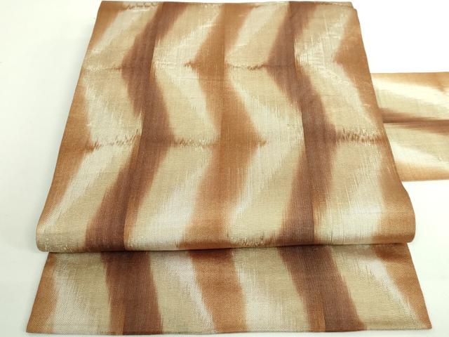 平和屋本店■希少　国画会　池田リサ　九寸名古屋帯　板締め絣　逸品　DZAB0261kh5