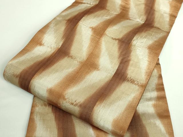平和屋本店■希少　国画会　池田リサ　九寸名古屋帯　板締め絣　逸品　DZAB0261kh5